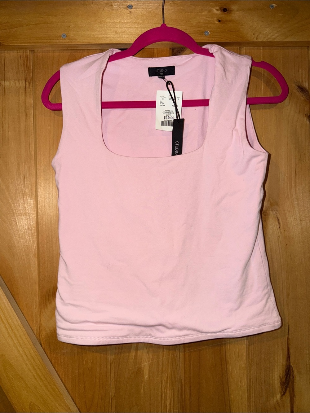 Studio Light Pink Square Neck Tank Top NWT